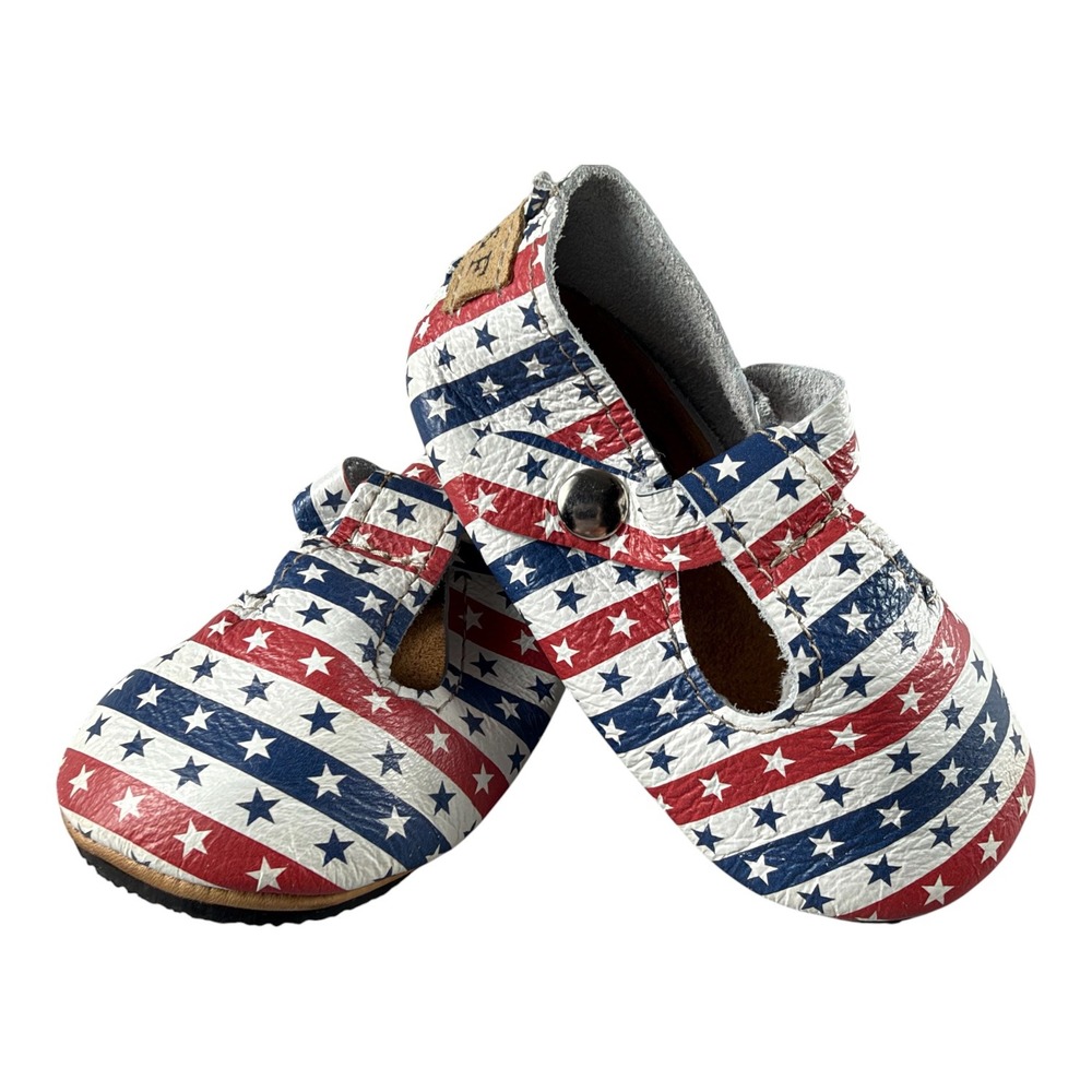 Duchess & Fox Leather Toddler Shoes Size 5 Stars Stripes Patriotic USA Handmade